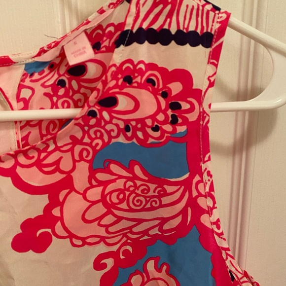 Lilly Pulitzer Iona Shell Engineered Safari silk pink white blue back buttons - Picture 4 of 13